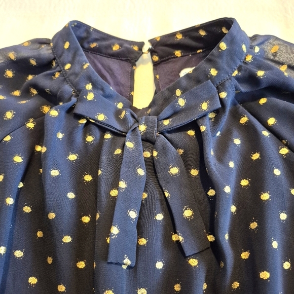 Mayoral girls size 12 navy with gold print long sleeve lined blouse VGUC - Picture 4 of 9
